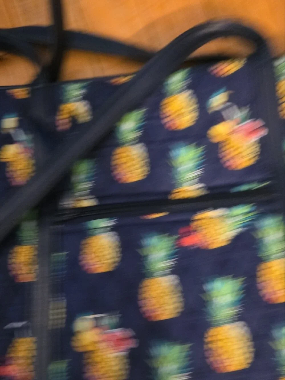 Quilted Navy Pineapple Tote Bag